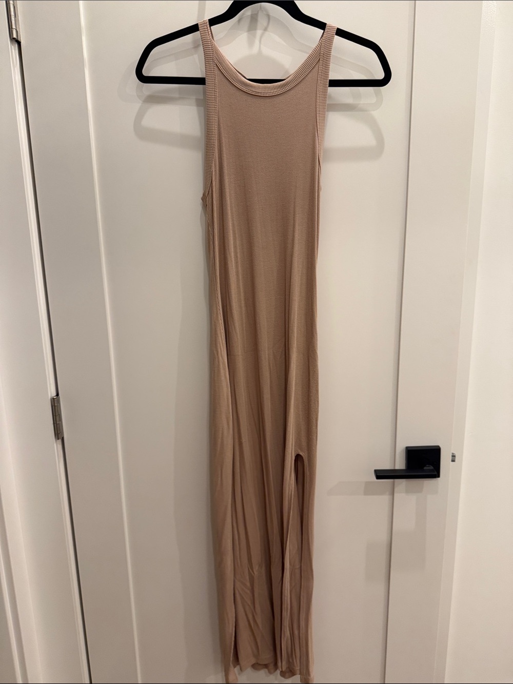 LNA Beige Ribbed Sleeveless Maxi Dress